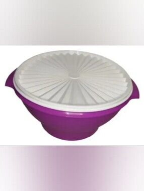 Tupperware Purple Mixing Bowl with White Snap-On Lid